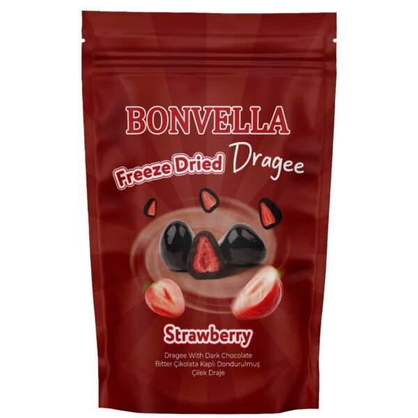 82g Bonvella Bitter Çikolata Kaplı Dondurulmuş Çilek Draje